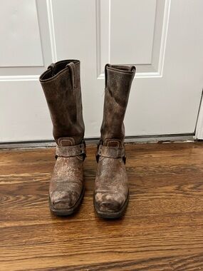 Frye Brown Leather Pull-Tab Boot